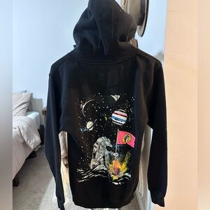 Black BUC-CEES Hoodie with Astronaut and Flag Design